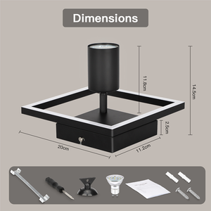 Spot de <span class=keywords><strong>plafond</strong></span> GU10 personnalisable, design moderne et minimaliste, cadre noir, panneau lumineux 13W, spot 5W, 4000K, pour salon, chambre à coucher - Product Image 4