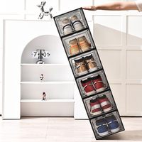DAYOOH Lot de 10 boîtes à chaussures empilables, présentoir domestique peu encombrant, boîte de rangement pliable en plastique anti-poussière pour chaussures