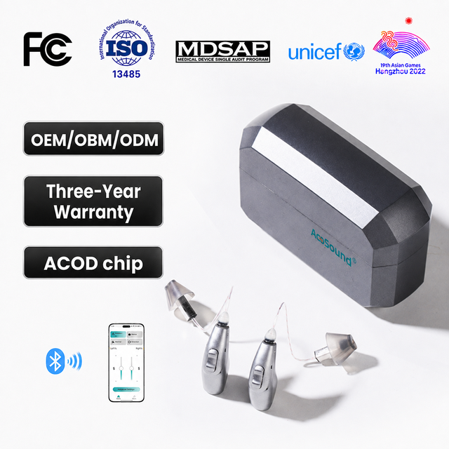 AcoSound Hearing Aids for Seniors 16 Channel Rechargeable RIC with Bluetooth App Control and Charging Case