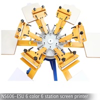 Machine d'impression manuelle pour t-shirt, 6 couleurs, 6 emplacements, vente en gros, usine