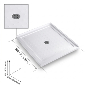 Base de Ducha Acrílica de Perfil Bajo, Ultra Delgada, Rectangular, Superficie Antideslizante, Desagüe en Esquina, Plato de Ducha para Baños con Acceso Directo - Product Image 3