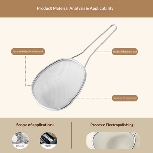 Ensemble d'ustensiles de cuisine en acier inoxydable anti-rouille : <span class=keywords><strong>passoire</strong></span>, louche et cuillère pour nouilles, soupes, pâtes, fritures, légumes et comme filtre alimentaire - Product Image 5