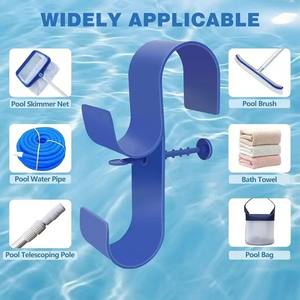 Support de tuyau de piscine en plastique bleu-gris, support de crochet pour piscine extérieure, support de rangement pour outils de nettoyage, usage domestique - Product Image 4
