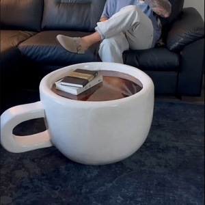 Đông Quan Chất lượng cao đồ nội thất tùy biến nhà máy <span class=keywords><strong>OEM</strong></span>/ODM sang trọng Bảng sáng tạo khổng lồ màu trắng cốc cà phê hình dạng bàn cà phê - Product Image 1