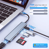 Hub USB 3.0 C 7-in-1 TF/SD 2.0 4K/30Hz Aluminium Alloy Adapter untuk MacBook Pro & Laptop Windows, Stok Tersedia