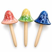 Lot de 4 piquets de jardin en céramique en forme de champignons, décoratifs avec glaçure réactive, pour parterres de fleurs, balcons, jardinières et pots de plantes succulentes