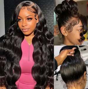 Perruques à dentelle frontale Body Wave en cheveux humains, dentelle complète 360, dentelle HD transparente, cheveux vierges brésiliens, couleur naturelle pour femmes noires - Product Image 1