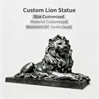 Sculpture de lion en bronze, statue allongée, base réaliste, figurine animale polie, taille et couleur personnalisées, décoration extérieure, maison, bureau