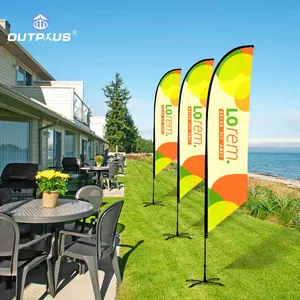 Publicidad exterior personalizada impresa lágrima gota playa pluma banner banderas poste kit con logotipo personalizado