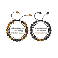 Bracelet en perles de lave en œil de tigre de 8mm pour homme Accessoire de mode pour soulager le stress Cadeau pour la fête des pères avec breloque en pierre naturelle