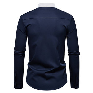C74 Chemise à col mandarin à manches longues de style chinois pour <span class=keywords><strong>hommes</strong></span> <span class=keywords><strong>Chemises</strong></span> formelles - Product Image 6