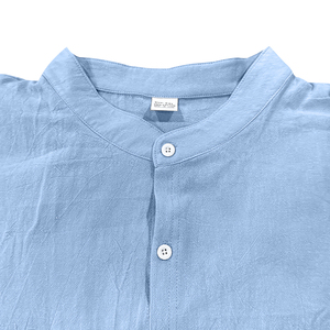 <span class=keywords><strong>Camicia</strong></span> Estiva da <span class=keywords><strong>Uomo</strong></span> in <span class=keywords><strong>Lino</strong></span> e Poliestere, Comoda con Bottoni, Maniche Lunghe, Stile Cardigan Semplice e Casual - Product Image 2