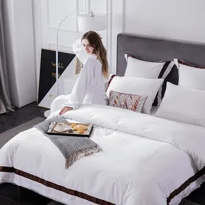 Bedding set 100% cotton hotel, hotel sateen linen and skirt, printed silk duvet cover set