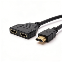 Cable Divisor HDTV 1 a 2, Chapado en Oro, Revestimiento de PVC, Cable de Extensión Macho a Hembra para Monitor de Computadora, Proyector, Reproductor de DVD, 1080P