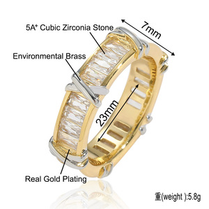 Hip Hop Two Tone <b>Cross</b> <b>Ring</b> T Square Zircon Shiny Time <b>Ring</b> Hip Hop <b>Ring</b> - Product Image 5