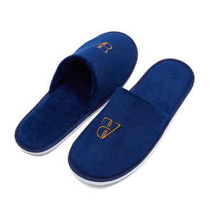 Logo personalizzato velluto blu monouso <span class=keywords><strong>ospedale</strong></span> matrimonio Hotel bagno SPA pantofole <span class=keywords><strong>per</strong></span> gli ospiti - Product Image 5