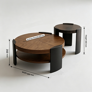 Mid-Century Modern Simple Wooden Coffee & Tea <b>Table</b> Set Combination Movable Design for Living Room Hotel Home Furniture - Product Image 4