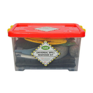 Kit anti-déversement universel industriel SABER 30 litres avec boîte transparente haute capacité, universel pour les entrepôts et les changements de ligne - Product Image 1