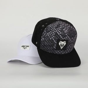 Bán buôn Tùy chỉnh cao su vá Logo Mens phụ nữ 5 bảng CHA hat Chất lượng cao Đen Polyester gorras, thêu Mũ bóng chày - Product Image 1