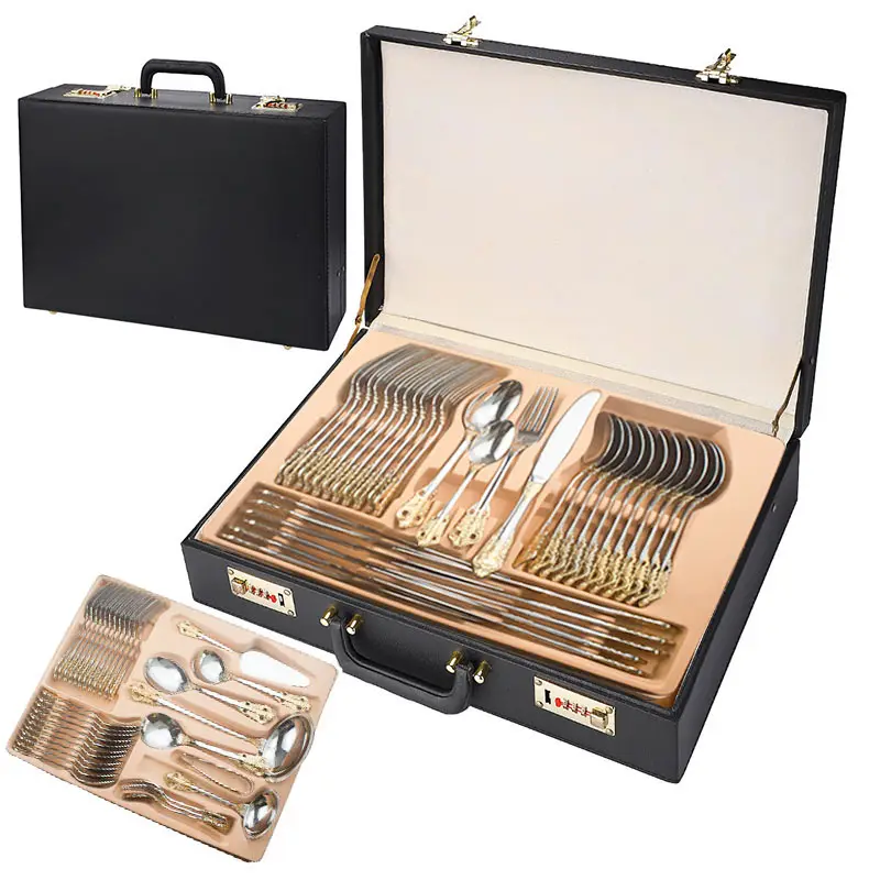 Zhuanyicheng Royal 72 Pcs Stainless Steel 304 Cutlery Set Wedding Flatware Set With Gift Box