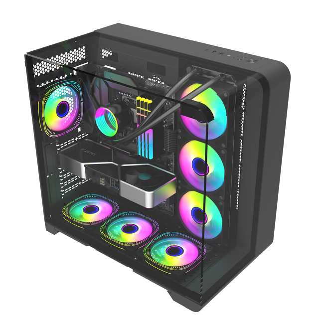 Full Tower Desktop Circular Arc Panoramic Tempered Glass Pc Casing Cpu Cabinet Atx Cooling Gaming Computer case