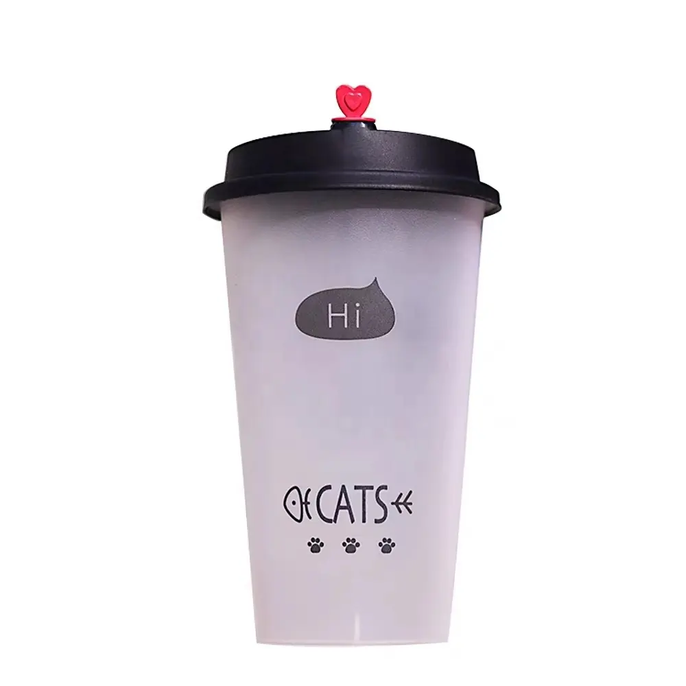 Hot bán dùng một lần logo in 500ml 700ml 1000ml bong bóng trà nước trái cây milktea nhựa pp tiêm cup với nắp