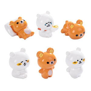 Figurine d'ours miniature Rilakkuma en résine, poupée de dessin animé, décoration de bureau, jouet pour enfants et collectionneurs - Product Image 1