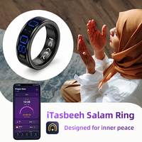 Anillo Inteligente Qibla Zikr con Alarma de Dirección, Contador Tasbih, Control por Aplicación, Análisis de Salud y Sueño con IA, Pantalla LED, para Musulmanes