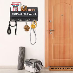 Wooden <b>Wall</b> <b>Mounted</b> Key Rack Dog Leash Storage <b>Shelf</b> 2 Tier Multipurpose Organizer For Entryway Living Room - Product Image 1