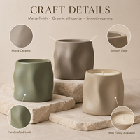 Pot à bougie en ciment céramique au design torsadé unique, récipient à bougie personnalisé, grand contenant à bougie, ornement de décoration intérieure