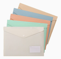 Pochette A4 en plastique PP transparente, étanche, avec bouton-pression, pour bureau et école