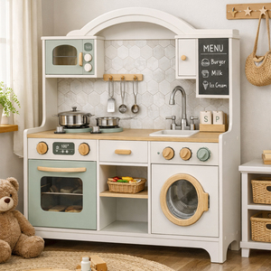 EDULAND Set Multifunzionale Grande di Giocattoli in Legno <span class=keywords><strong>Montessori</strong></span> per Bambini, <span class=keywords><strong>Cucina</strong></span> e Cibo, Set per Bambine, Giochi di Simulazione e <span class=keywords><strong>Cucina</strong></span> - Product Image 3