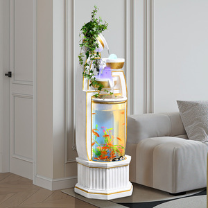 Fontaine d'intérieur en résine Quanfangyuan avec circulation d'eau, décoration d'aquarium et éclairage pour aménagement paysager au sol - Product Image 3