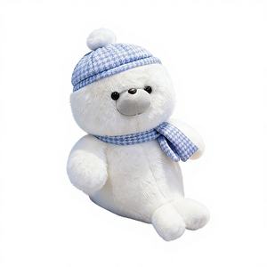 Jouet en peluche en flanelle de phoque d'Islande, ton bleu doux de la forêt, authentique, cadeau d'anniversaire pour enfants, unisexe, âges 1-3 - Product Image 1