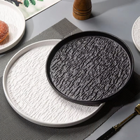 Assiettes en céramique de style japonais pour restaurant, assiettes à steak, assiettes à pâtes, assiettes profondes givrées, assiettes peu profondes, compatibles micro-ondes, modernes