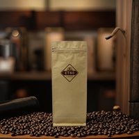 Sacs d'emballage en aluminium kraft pour café 2016 avec impression de logo, pochette en papier de luxe avec soufflet latéral, thermoscellage, doublé pour usage alimentaire