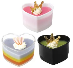 150ml Heart Shape Jelly Mousse Cups Disposable Plastic Pudding Mousse Cups Tiramisu Cake Cups with Lids