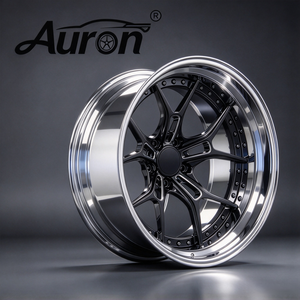 Jantes en alliage d'aluminium Auron Multi Spoke 18 et 19 pouces, noir brillant avec liseré usiné, deux pièces moulées pour voiture de tourisme - Product Image 2