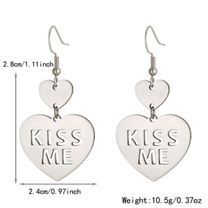 Pendientes de Acero Inoxidable en Forma de Corazón con Letras en Inglés Be Mine Sweetheart Kiss Me Hug Me, Regalo de San Valentín - Product Image 2