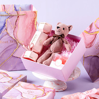 Boîte cadeau isotherme carrée créative avec couvercle et base, modèle KY rose estampé, pour souvenirs et emballages en gros