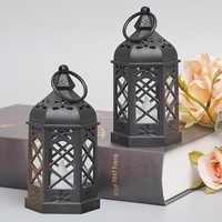 Européenne Rétro LED Lumineux Hexagonal Vent Lampe Noël Halloween Poney Lanterne Transfrontalière Numérique Bougie Lampe Plastique