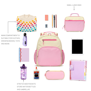 Sac à dos d'école primaire pour filles personnalisé à prix abordable avec poche isotherme pour le déjeuner, design respirant et résistant à l'eau - Product Image 5
