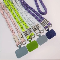 Cordon universel réglable en nylon pour téléphone portable, sangle de cou avec patch pour tous les smartphones, protection antichoc en corde diamantée