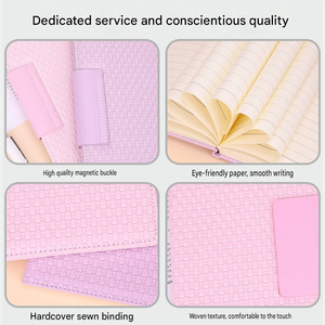 Carnet d'affaires à couverture rigide en similicuir à motif tissé créatif, boucle à carreaux, 100 feuilles, cadeau d'entreprise, carnet de notes - Product Image 2