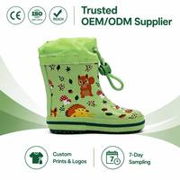 Bottes de pluie pour enfants Green Forest Animal, imprimé écureuil et hérisson mignon, en caoutchouc naturel imperméable, bottes Wellington pour tout-petits