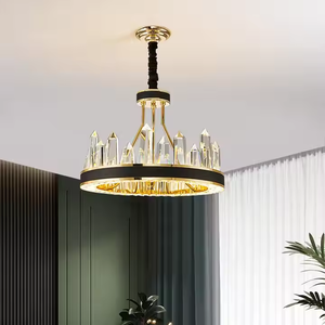 Zeal <b>Lighting</b> Modern Round Pendant Lights Living Room Modern Gold Black <b>Chandeliers</b> with <b>Crystal</b> - Product Image 4