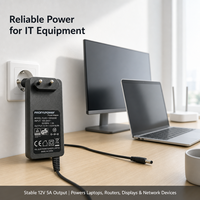 Adaptateur secteur mural UE AC/DC 12V5A 24V2.5A 24V 2.7A Chargeur de table avec certifications UL/CE/UKCA/SAA/BIS/KC/PSE/CCC