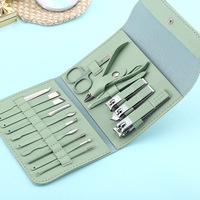 Prix d'usine – Kit de coupe-ongles 16 pièces en acier inoxydable avec étui pliable – Trousse de manucure, ciseaux et outils de beauté