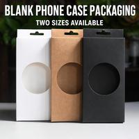 Caja de Embalaje para Teléfono Móvil Kraft Blanca con Ventana Redonda, Caja Vacía con Pestaña para Colgar, para Electrónica de Consumo, OEM, ODM, Directo de Fábrica
