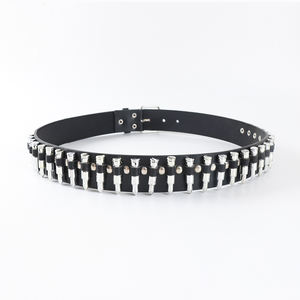 Ceinture en <span class=keywords><strong>cuir</strong></span> Pu noir grande taille pour femme avec décor à rivets pour style punk, ceinture en faux <span class=keywords><strong>cuir</strong></span> Punk Bullets - Product Image 4